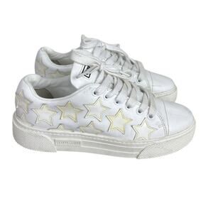 Miu Miu Star Low-Top Sneakers White Leather Lace Designer Shoes Size 35.5